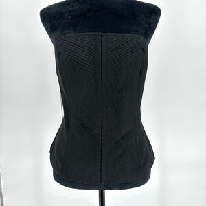 WHBM Black Corset Tube Top Pintuck Pleated Goth Emo Whimsygoth Wired 10‎